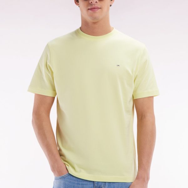 T-shirt En Coton Pima Jaune Broderie Dos Coupe Droite Eden Park