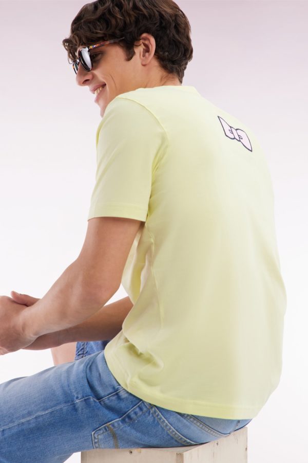 T-shirt En Coton Pima Jaune Broderie Dos Coupe Droite Eden Park – Image 2