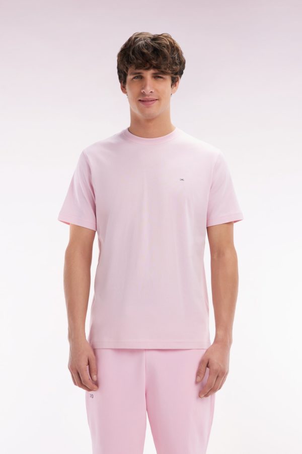 T-shirt En Coton Pima Rose Pâle Broderie Dos Coupe Droite Eden Park