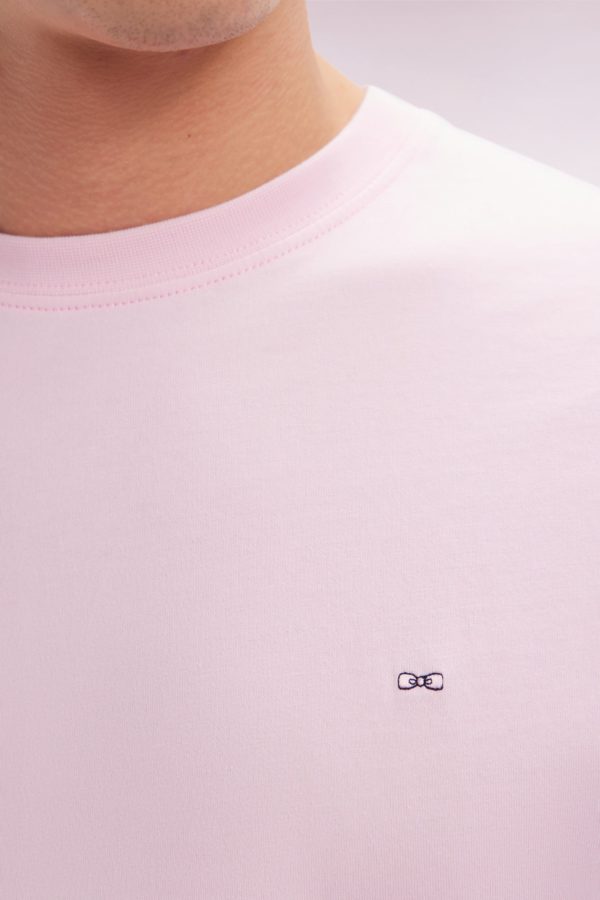 T-shirt En Coton Pima Rose Pâle Broderie Dos Coupe Droite Eden Park – Image 3
