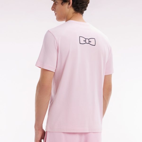 T-shirt En Coton Pima Rose Pâle Broderie Dos Coupe Droite Eden Park