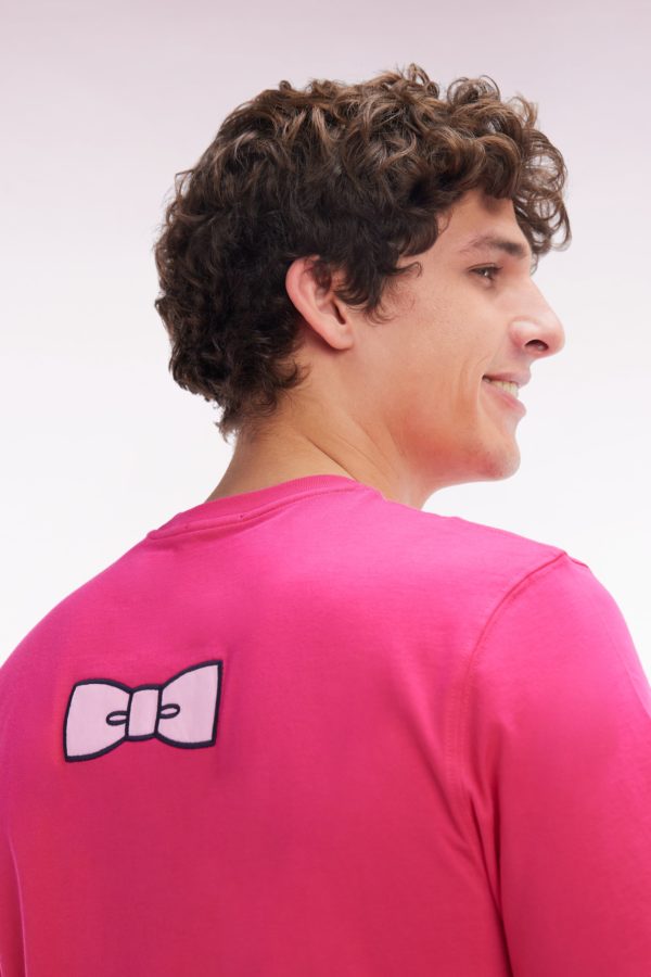 T-shirt En Coton Pima Fuchsia Broderie Dos Coupe Droite Eden Park – Image 4