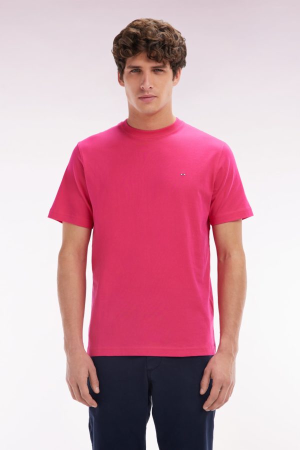 T-shirt En Coton Pima Fuchsia Broderie Dos Coupe Droite Eden Park