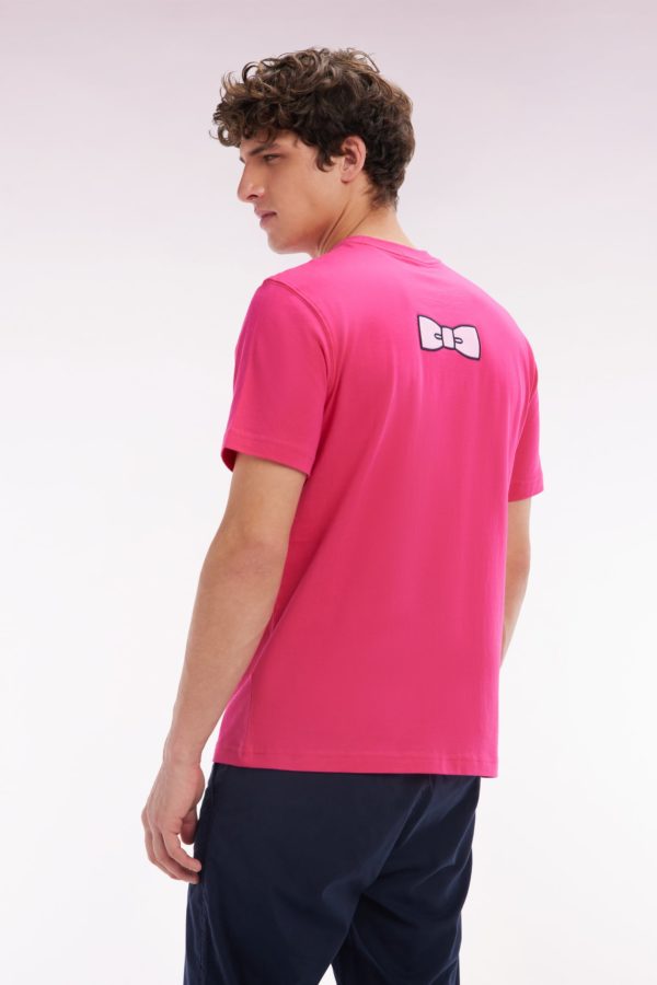 T-shirt En Coton Pima Fuchsia Broderie Dos Coupe Droite Eden Park – Image 3