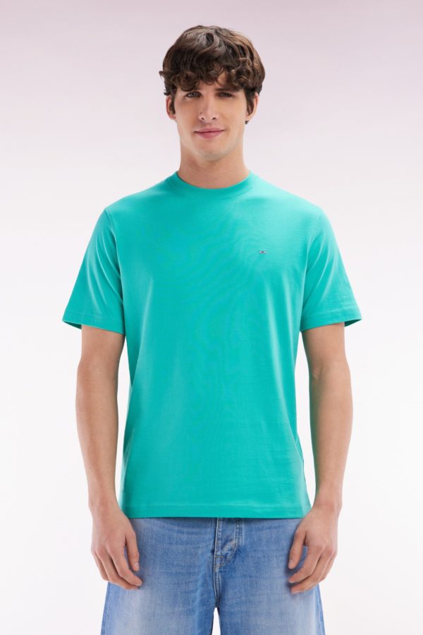 T-shirt En Coton Pima Vert Broderie Dos Coupe Droite Eden Park