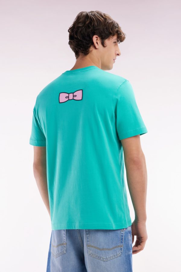 T-shirt En Coton Pima Vert Broderie Dos Coupe Droite Eden Park – Image 3