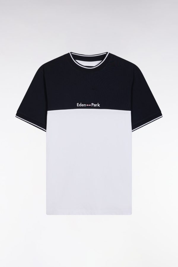 T-shirt Brodé En Coton Bicolore Blanc Coupe Droite Eden Park