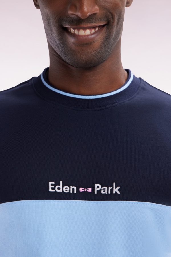 T-shirt Brodé En Coton Bicolore Ciel Coupe Droite Eden Park – Image 4