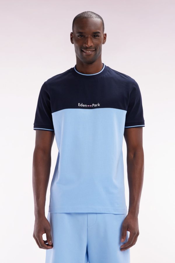 T-shirt Brodé En Coton Bicolore Ciel Coupe Droite Eden Park
