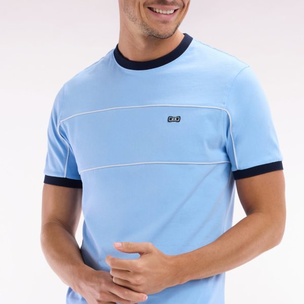 T-shirt En Jersey De Coton Ciel À Détails Contrastés Coupe Droite Eden Park