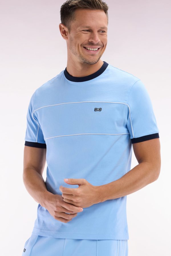 T-shirt En Jersey De Coton Ciel À Détails Contrastés Coupe Droite Eden Park – Image 2