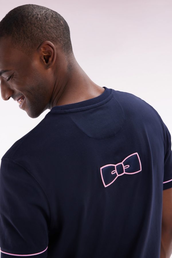 T-shirt En Coton Marine Broderie Et Badge Nœud Papillon Coupe Droite Eden Park – Image 4