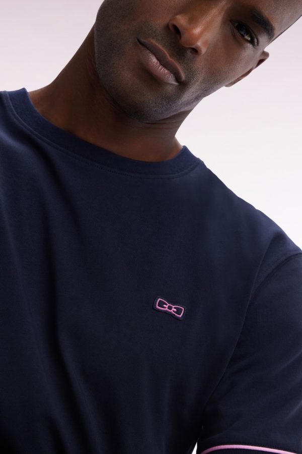 T-shirt En Coton Marine Broderie Et Badge Nœud Papillon Coupe Droite Eden Park – Image 3