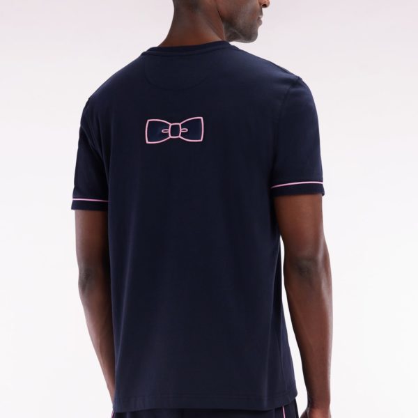 T-shirt En Coton Marine Broderie Et Badge Nœud Papillon Coupe Droite Eden Park