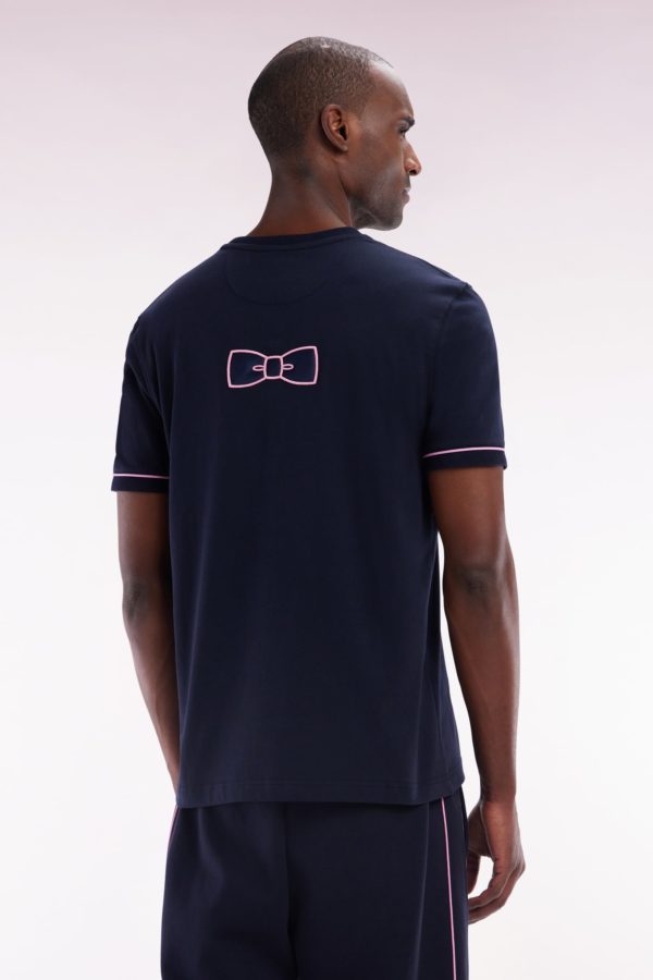T-shirt En Coton Marine Broderie Et Badge Nœud Papillon Coupe Droite Eden Park – Image 2