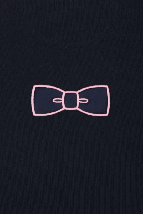 T-shirt En Coton Marine Broderie Et Badge Nœud Papillon Coupe Droite Eden Park – Image 5