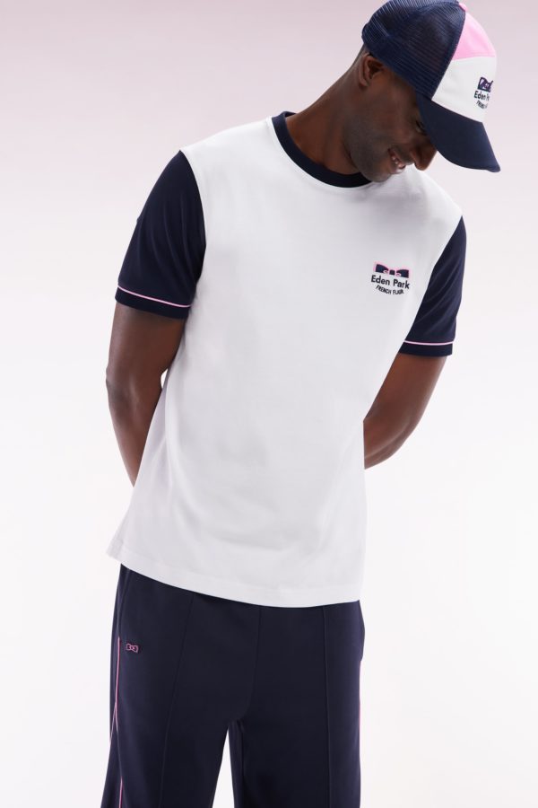 T-shirt Bicolore En Coton Blanc Broderie Eden Park French Flair Coupe Droite Eden Park – Image 2