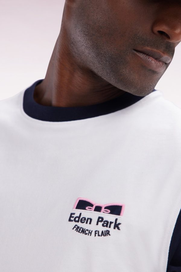 T-shirt Bicolore En Coton Blanc Broderie Eden Park French Flair Coupe Droite Eden Park – Image 4