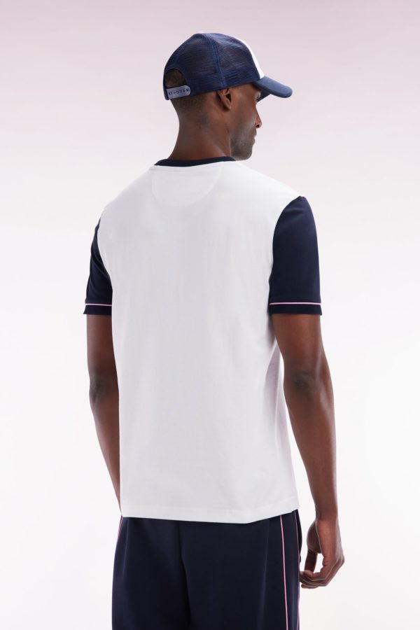 T-shirt Bicolore En Coton Blanc Broderie Eden Park French Flair Coupe Droite Eden Park – Image 3