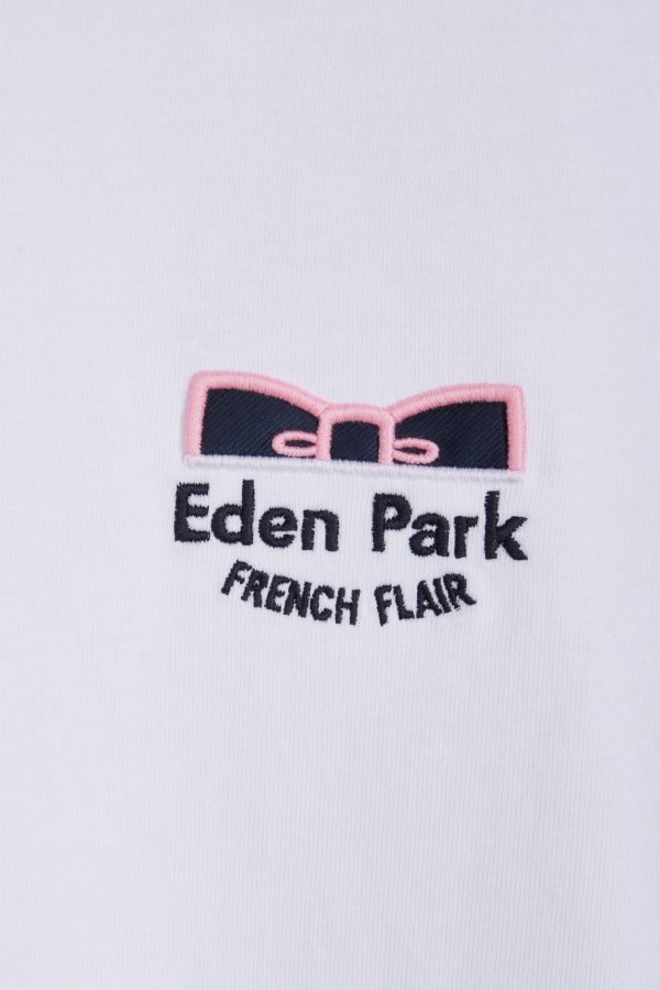 T-shirt Bicolore En Coton Blanc Broderie Eden Park French Flair Coupe Droite Eden Park – Image 5