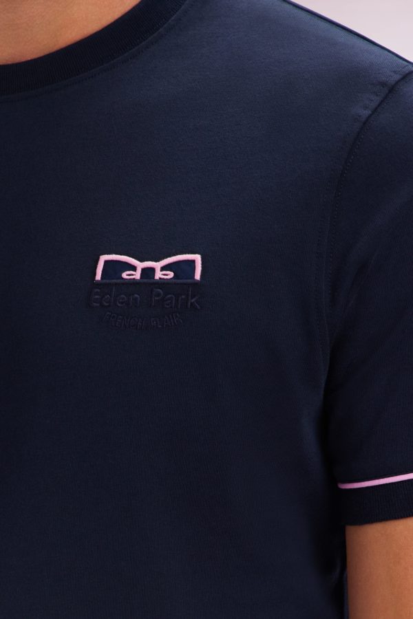 T-shirt Bicolore En Coton Marine Broderie Eden Park French Flair Coupe Droite Eden Park – Image 4