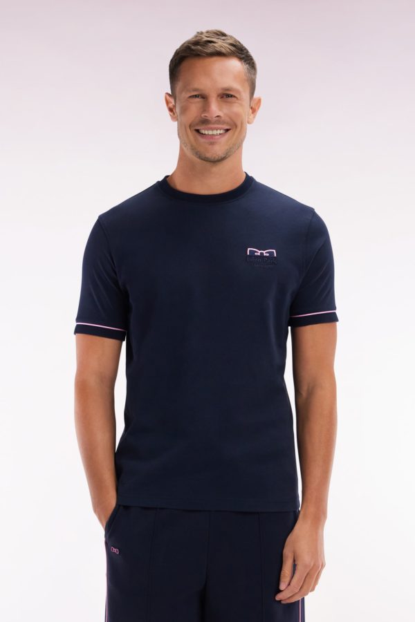 T-shirt Bicolore En Coton Marine Broderie Eden Park French Flair Coupe Droite Eden Park