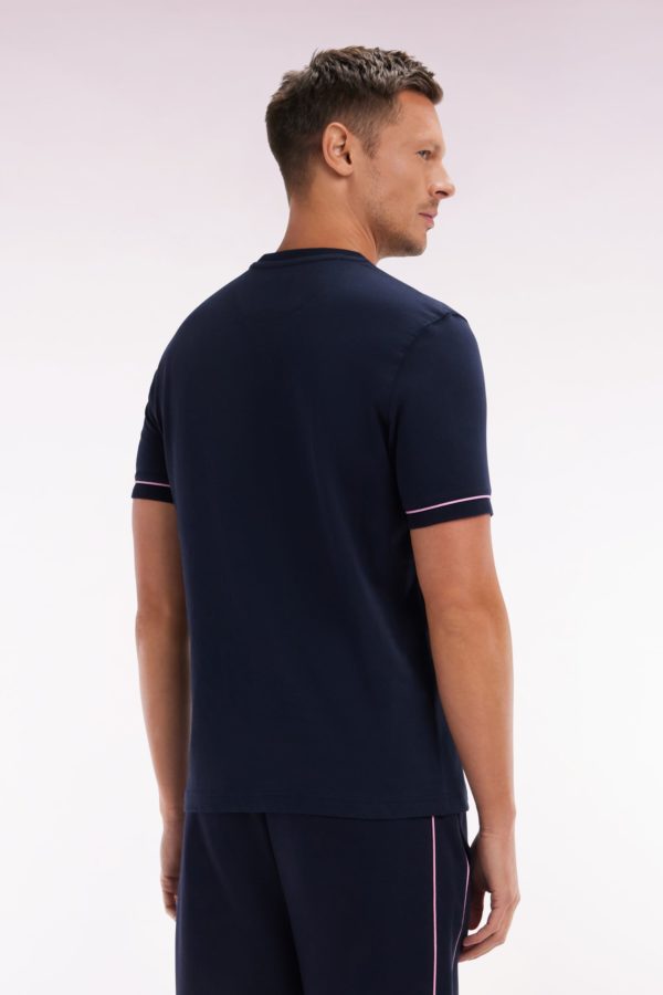 T-shirt Bicolore En Coton Marine Broderie Eden Park French Flair Coupe Droite Eden Park – Image 3