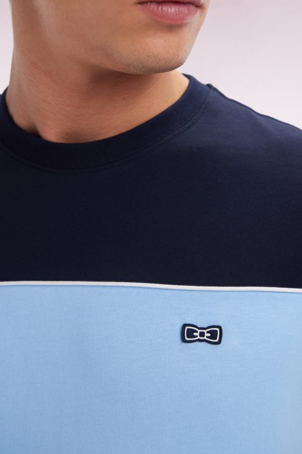 T-shirt En Jersey De Coton Bicolore Ciel Coupe Droite Eden Park – Image 3