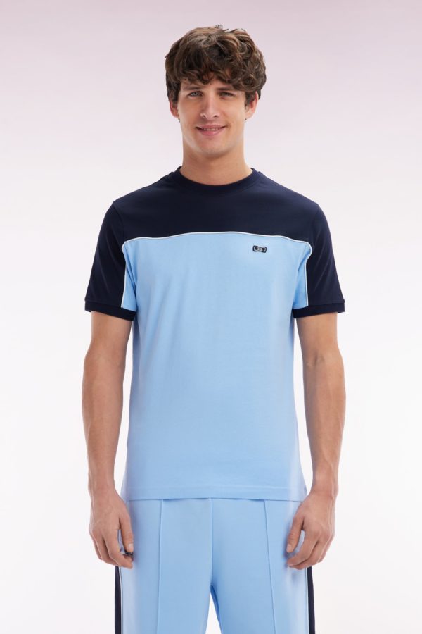 T-shirt En Jersey De Coton Bicolore Ciel Coupe Droite Eden Park