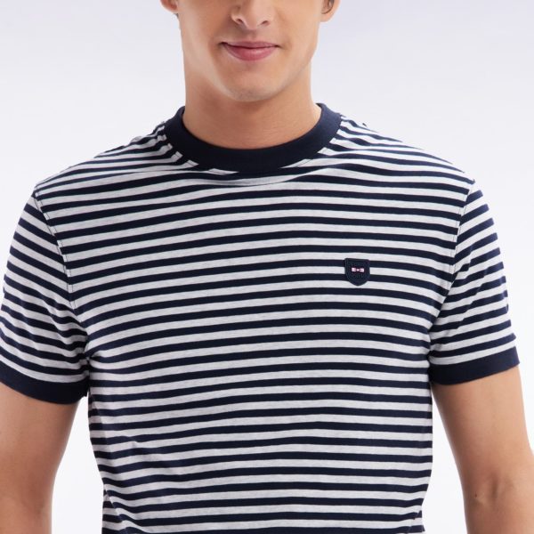 T-shirt En Coton Stretch Rayé Marine Coupe Ajustée Eden Park