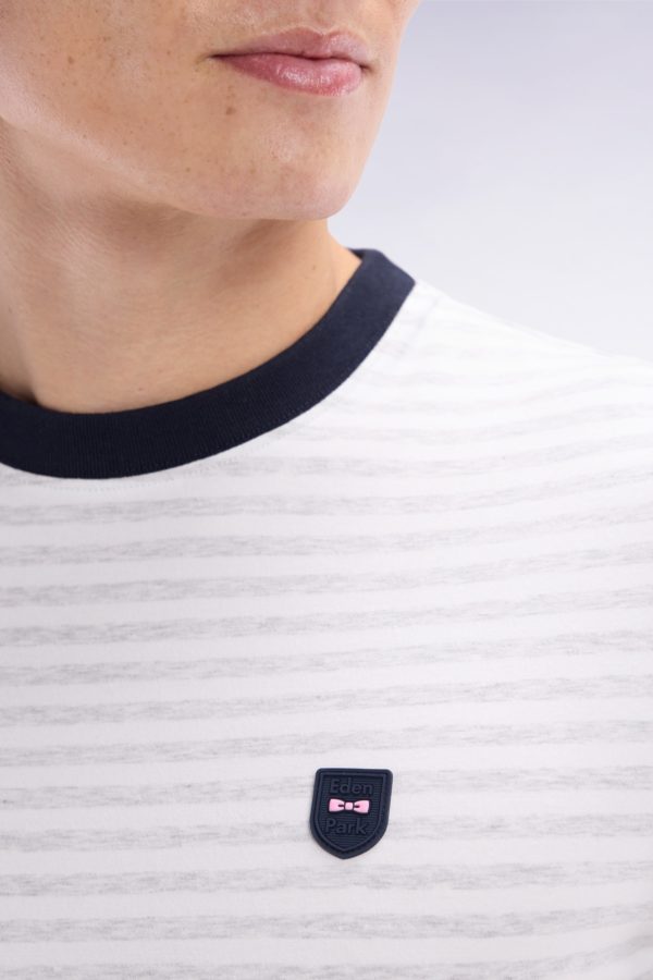 T-shirt En Coton Stretch Rayé Gris Coupe Ajustée Eden Park – Image 4