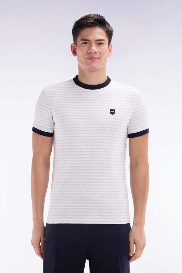 T-shirt En Coton Stretch Rayé Gris Coupe Ajustée Eden Park