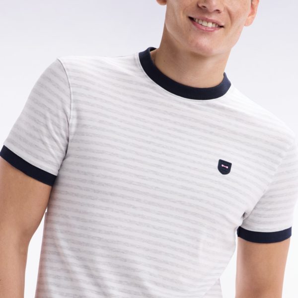 T-shirt En Coton Stretch Rayé Gris Coupe Ajustée Eden Park