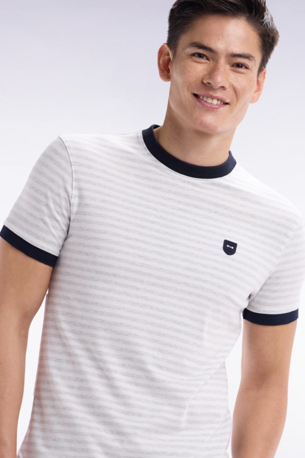 T-shirt En Coton Stretch Rayé Gris Coupe Ajustée Eden Park – Image 2