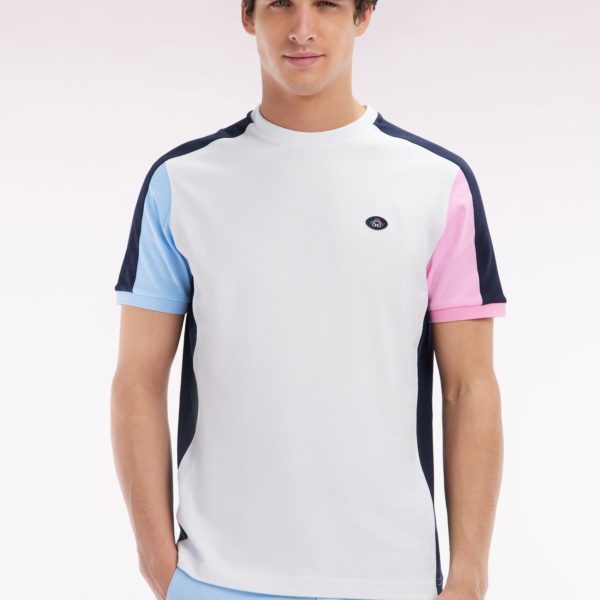 T-shirt Colorblock En Coton Blanc Coupe Droite Eden Park