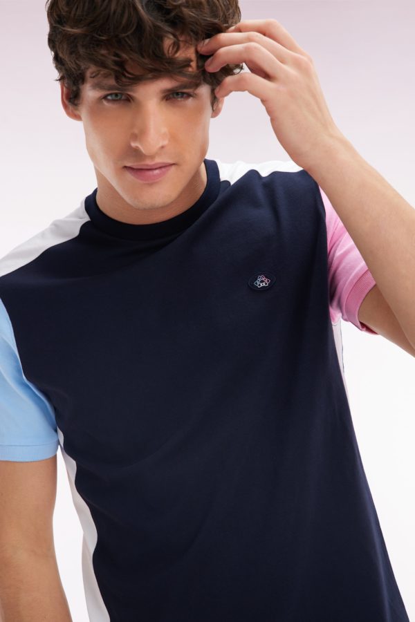 T-shirt Colorblock En Coton Marine Coupe Droite Eden Park – Image 2