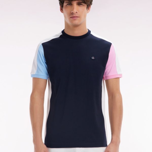 T-shirt Colorblock En Coton Marine Coupe Droite Eden Park