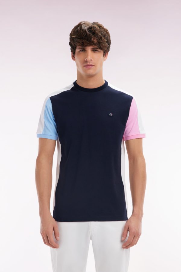 T-shirt Colorblock En Coton Marine Coupe Droite Eden Park