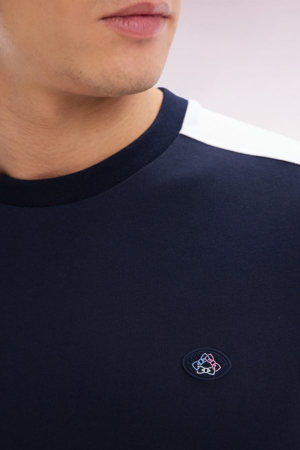 T-shirt Colorblock En Coton Marine Coupe Droite Eden Park – Image 4