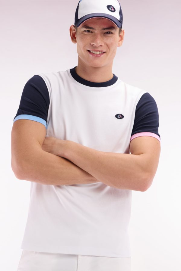 T-shirt Colorblock Brodé En Coton Blanc Coupe Droite Eden Park – Image 2