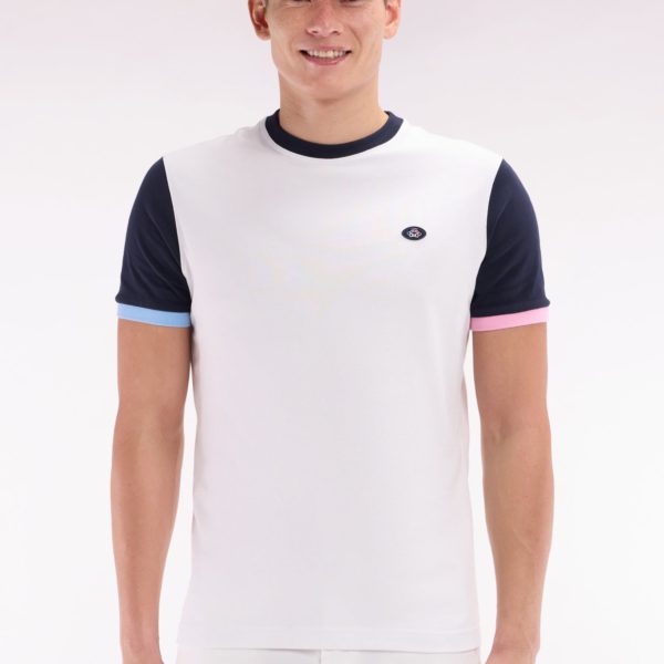 T-shirt Colorblock Brodé En Coton Blanc Coupe Droite Eden Park