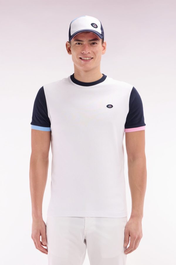 T-shirt Colorblock Brodé En Coton Blanc Coupe Droite Eden Park
