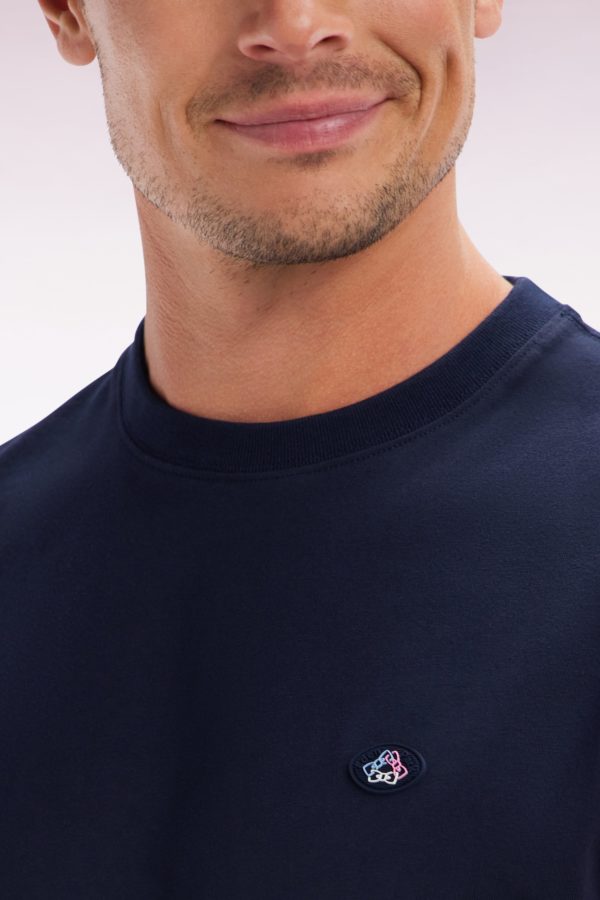 T-shirt Colorblock Brodé En Coton Marine Coupe Droite Eden Park – Image 4