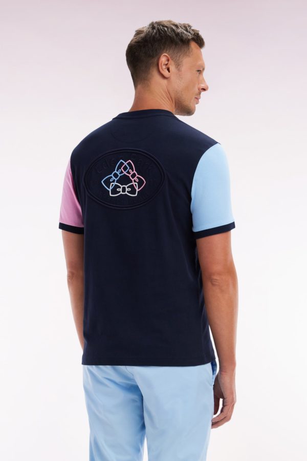 T-shirt Colorblock Brodé En Coton Marine Coupe Droite Eden Park – Image 3
