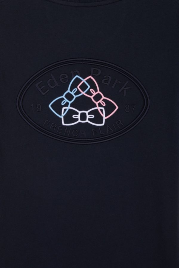 T-shirt Colorblock Brodé En Coton Marine Coupe Droite Eden Park – Image 5