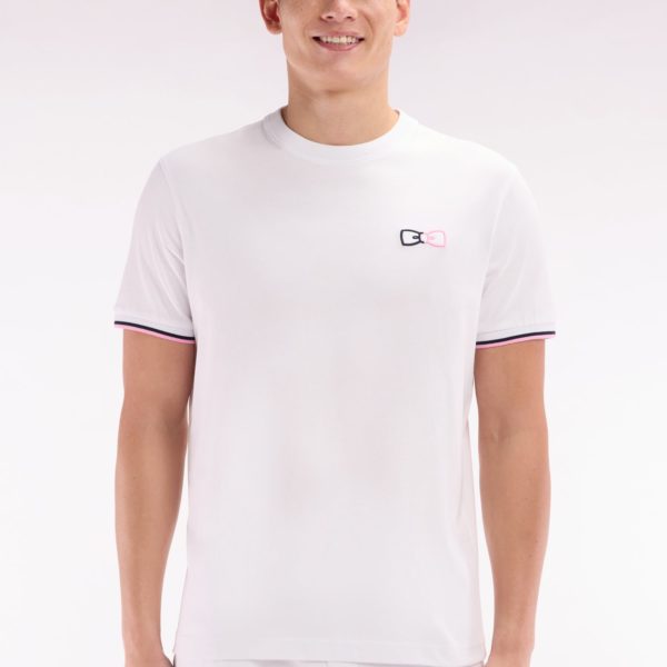 T-shirt En Coton Blanc À Broderies Bicolores Coupe Décontractée Eden Park