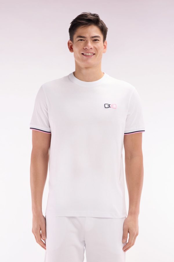 T-shirt En Coton Blanc À Broderies Bicolores Coupe Décontractée Eden Park