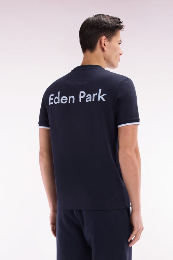 T-shirt En Coton Marine À Broderies Bicolores Coupe Décontractée Eden Park – Image 3