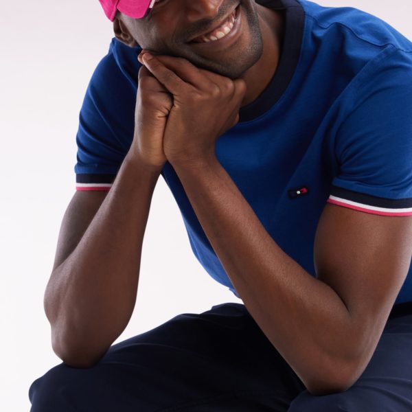 T-shirt En Coton Bleu Broderie Dos Coupe Droite Eden Park