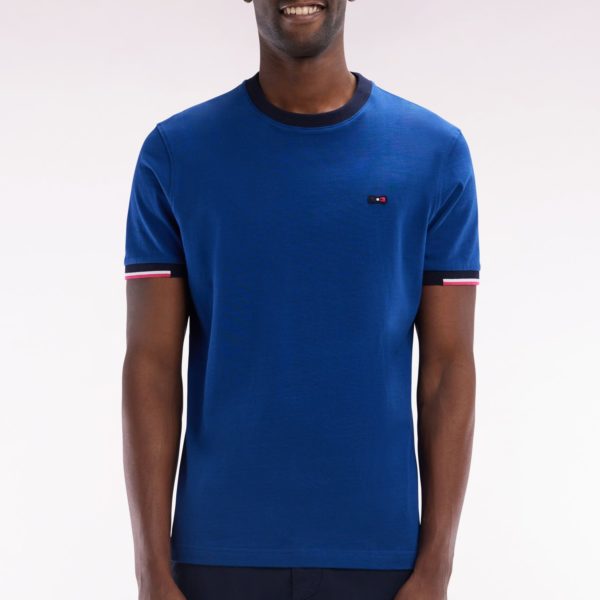 T-shirt En Coton Bleu Broderie Dos Coupe Droite Eden Park
